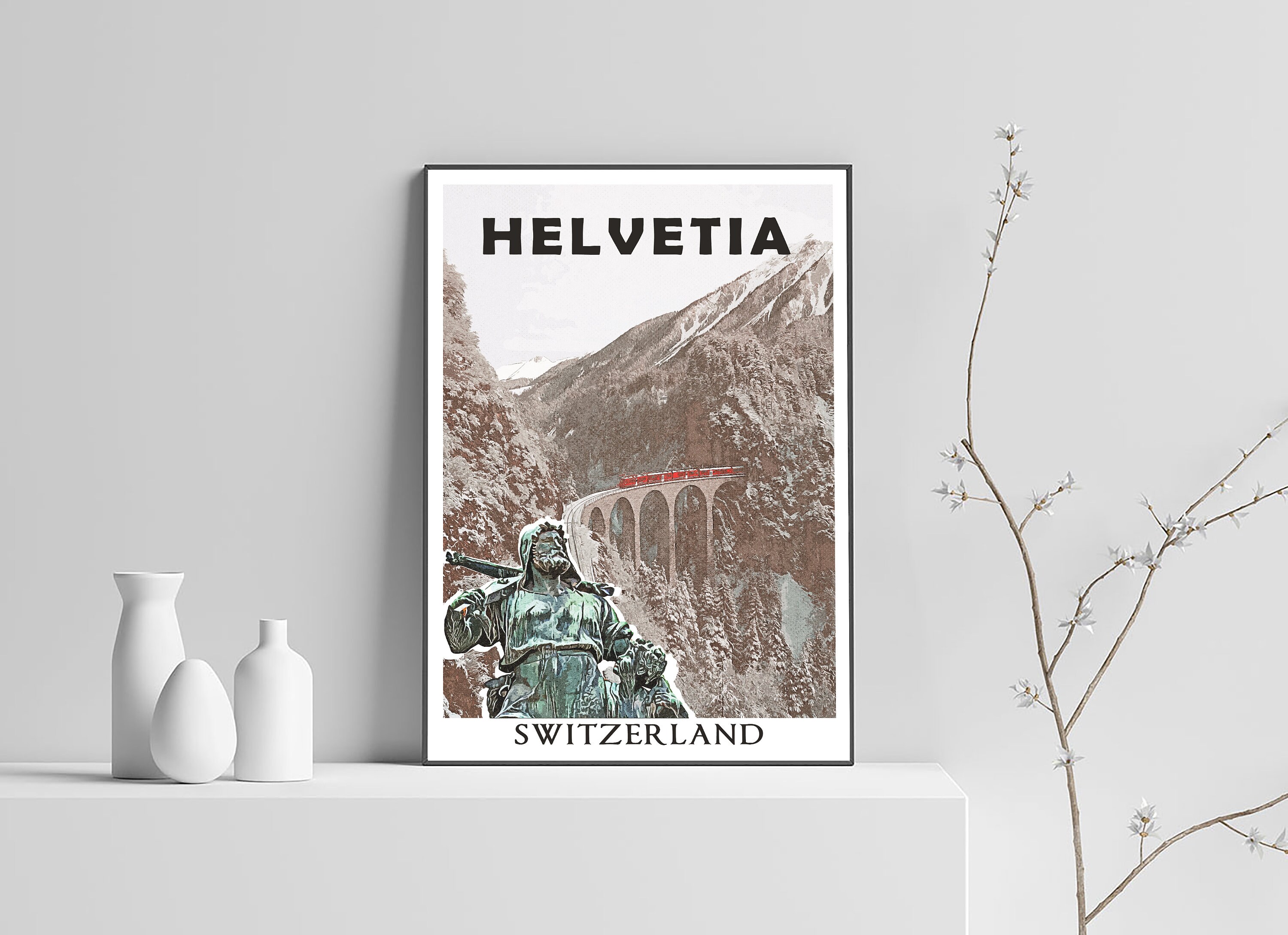 Helvetia | Switzerland Travel posters | William Tell | Vintage style poster | SWITZERLAND | Switzerland Poster | Digital Poster | Swiss Hero