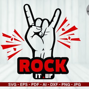 Rock, hand svg, Rock it up svg, Hand svg, Rock n Roll svg, Cutting file, Cricut, Silhouette, Cameo, SVG Digital Clipart Png Eps Pdf Dxf