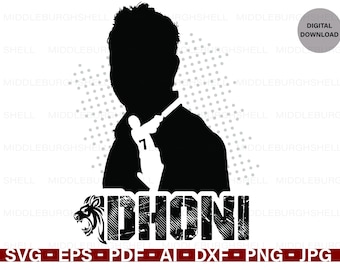 Dhoni SVG, MS Dhoni, Cricket, India, Sport, Captain, Gift, Wall Art, Homedecor, Black and White, csk, Chennai,svg, Silhouette, cricut, cameo
