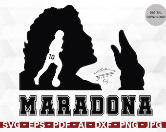 Diego Maradona Svg, Maradona Silhouette, Football Player, Legend, Cricut, Dxf, Png, Argentina, Vinyl Cut File, Silhouette, Laser, World Cup