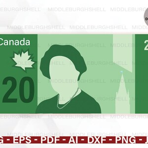 20 CAD Dollar SVG, Kanadischer Dollar, Kanada, Geld SVG, Kanadische Währung SVG, Bargeld SVG, Dollar Png, Clipart, Kanada 20 Dollarschein, Note