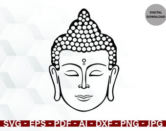 Buda SVG, Buda Png, Silueta de Buda, Svg Espiritual, Cara de Buda, Budismo, Clipart, Dxf Eps Ai Pdf, Impresión Budista, Silueta Cricut