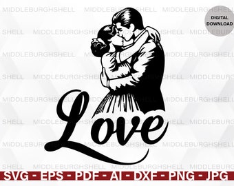Couple Love SVG, Valentines Day Vector Cut File (Digital Download)