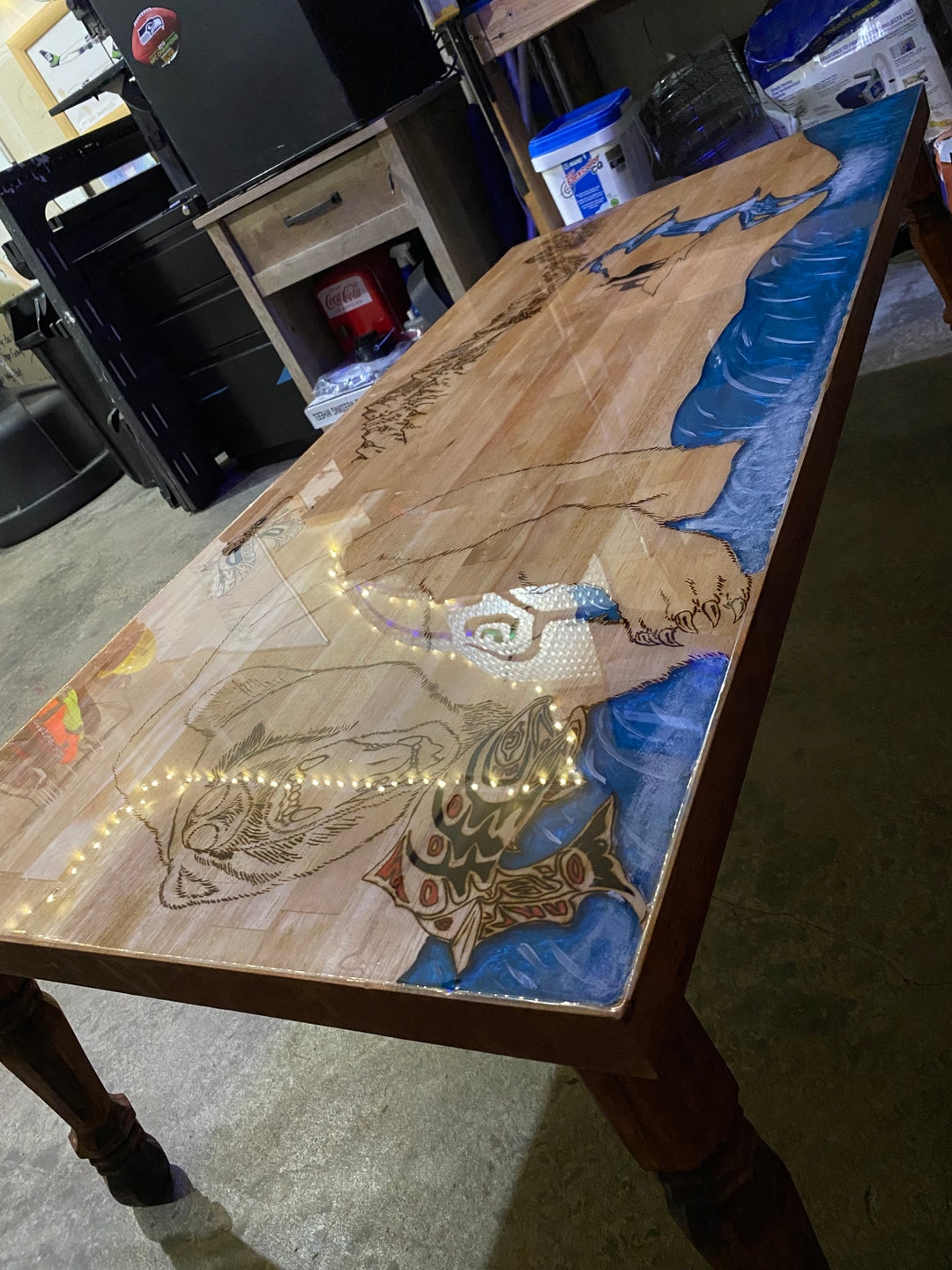 Pacific Northwest Nature Inspired Wood Burned Coffee Table Etsy