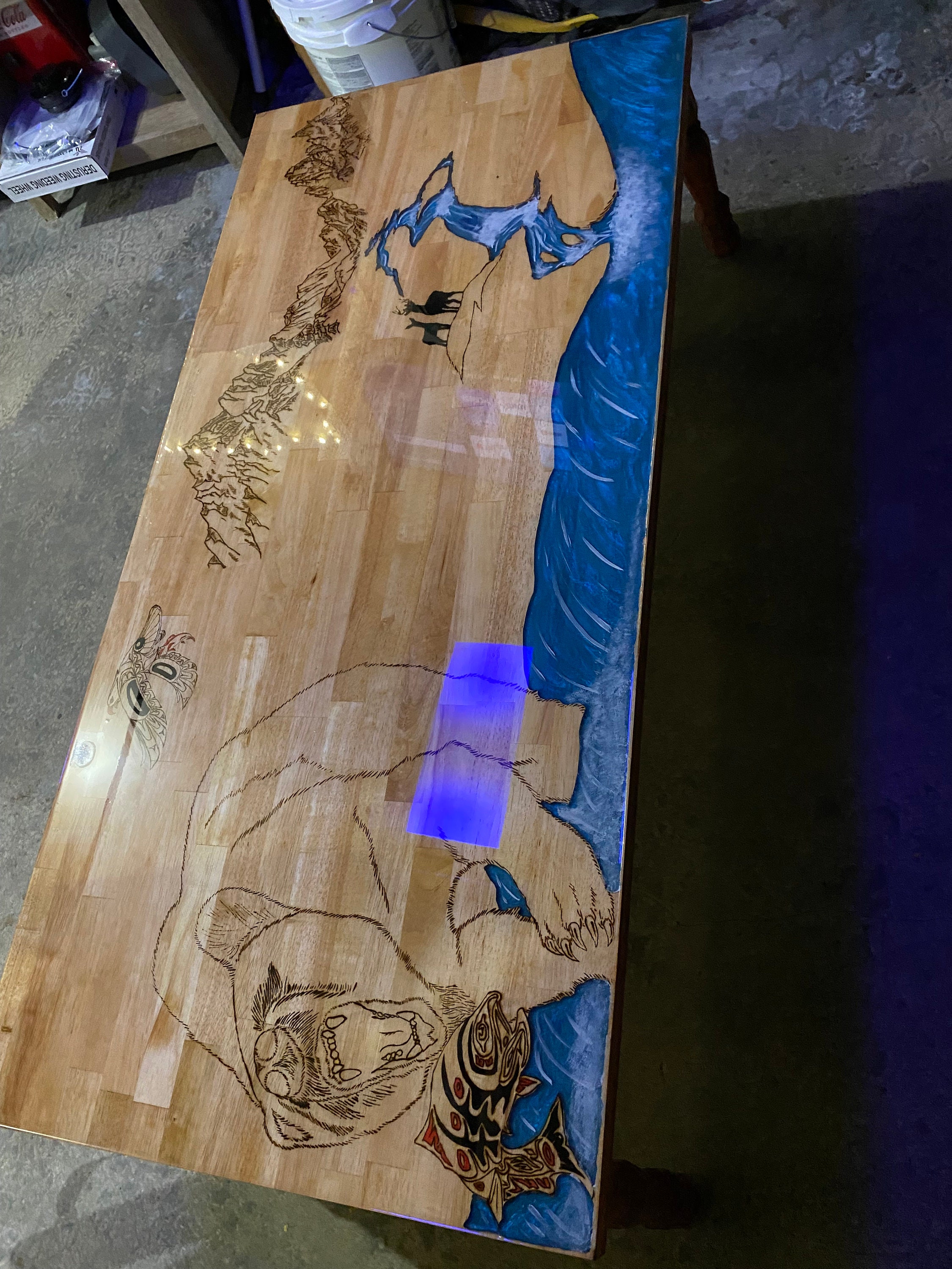 Pacific Northwest Nature Inspired Wood Burned Coffee Table Etsy