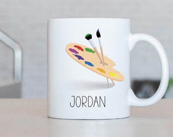 Taza de artista, Taza de café de artista personalizada, Artista presente, Ideas de regalo de artista, Regalos de cumpleaños de artista, Regalo de pintor, Taza de pintor LB39