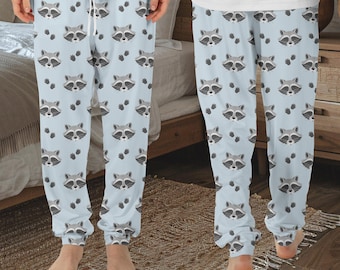 Raccoon Pajama Pants, Raccoon Pants, Raccoon Gift, Raccoon Present, PA63