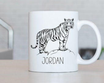 Taza de tigre blanco, taza de café de tigre blanco personalizada, regalo de tigre blanco, ideas de regalo de tigre blanco, regalos de cumpleaños de tigre blanco LL252