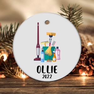 Personalized Cleaning Ornament, Cleaning Gift, Cleaning Christmas Ornament, Cleaning Christmas Tree Decor, Cleaning Present LOC128