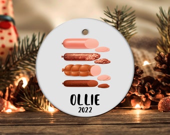 Personalized Sausage Ornament, Sausage Gift, Sausage Christmas Ornament, Christmas Tree Decor, Sausage Present, Sausage Decoration LOC270