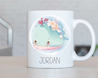 Blue Whale Mug, Personalized Blue Whale Coffee Cup, Blue Whale Present, Blue Whale Gift Ideas, Blue Whale Birthday Gifts LL82