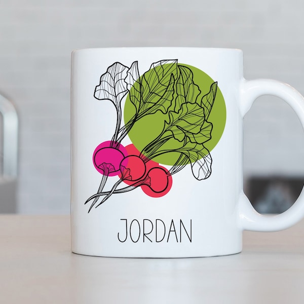 Radish Mug, Personalized Radish Coffee Cup, Radish Present, Radish Gift Ideas, Radish Birthday Gifts LL46