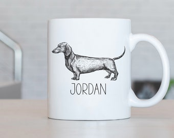Taza de Dachshund, Taza de café dachshund personalizada, Regalo de Dachshund, Ideas de regalo de Dachshund, Regalos de cumpleaños de Dachshund LL10