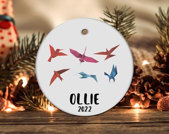 Personalized Origami Ornament, Origami Gift, Origami Christmas Ornament, Origami Christmas Tree Decor, Origami Present, Decoration LOC6