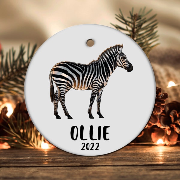 Personalized Zebra Ornament, Zebra Gift, Zebra Christmas Ornament, Zebra Christmas Tree Decor, Zebra Present, Zebra Decoration LOC208