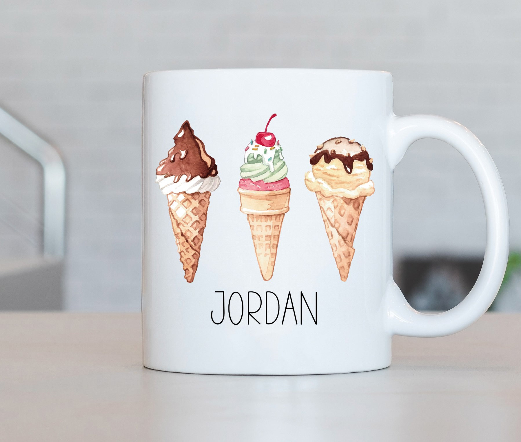 Ice Cream Mug, Personalized Ice Cream Coffee Cup, Ice Cream Present