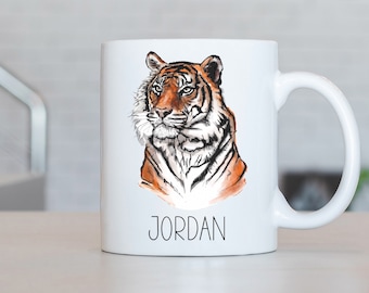 Tiger Mok, Gepersonaliseerde Tiger Coffee Cup, Tiger Present, Tiger Gift Ideeën, Tiger Verjaardagscadeaus LL243