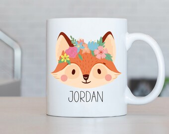 Fox Mug, Fox Present, Personalized Fox Coffee Cup, Cute Fox Gift Ideas, Fox Birthday Gifts, Fox Themed Gifts LL36