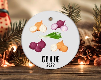 Personalized Onion Ornament, Onion Gift, Onion Christmas Ornament, Onion Christmas Tree Decor, Onion Present, Onion Decoration LOC278