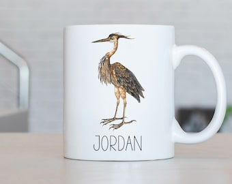 Taza de garza, taza de café de garza personalizada, regalo de garza, ideas de regalos de garza, regalos de cumpleaños de garza LL142