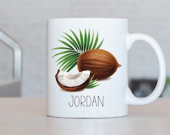 Coconut Mug, Personalized Coconut Coffee Cup, Coconut Present, Coconut Gift Ideas, Coconut Lover Gifts LB109