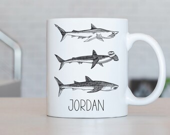 Shark Mug, Personalized Shark Coffee Cup, Shark Present, Shark Gift Ideas, Shark Birthday Gifts LL223