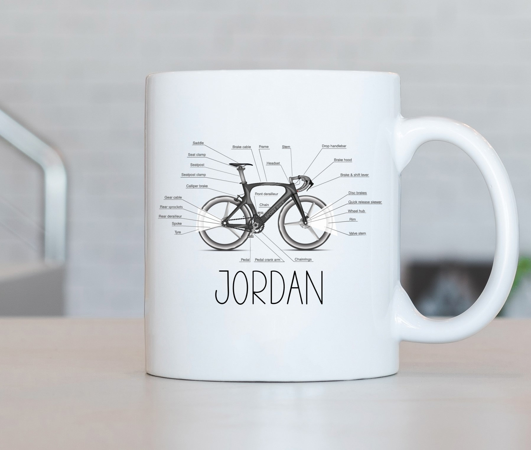 Cycling Mug, Personalized Cycling Coffee Cup, Cycling Present, Cycling Gift Ideas, Cycling