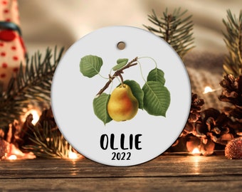 Personalized Pear Ornament, Pear Gift, Pear Christmas Ornament, Pear Christmas Tree Decor, Pear Present, Pear Decoration LOC272