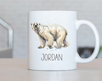 Taza de oso polar, taza de café de oso polar personalizada, regalo de oso polar, ideas de regalo de oso polar, regalos de cumpleaños de oso polar LL201