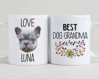 Dog Portrait Mug, Dog Grandma Mug, Mother&#39;s Day Gift, Mothers Day Mug, Dog Grandma Gift, Custom Dog Picture Mugs, Dog Grandma Coffee Cup 059