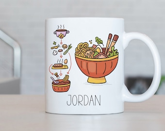 Ramen Mug, Personalized Ramen Coffee Cup, Ramen Present, Ramen Gift Ideas, Ramen Birthday Gifts LB204