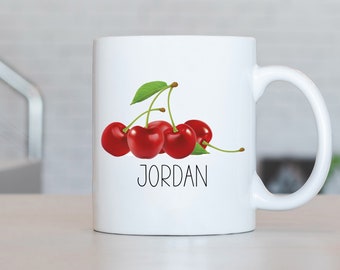 Cherry Mug, Personalized Cherry Coffee Cup, Cherry Present, Cherry Gift Ideas, Cherry Birthday Gifts LB190