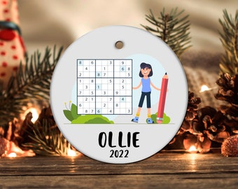 Personalized Sudoku Ornament, Sudoku Gift, Sudoku Christmas Ornament, Sudoku Christmas Tree Decor, Sudoku Present, Sudoku Decoration LOC235