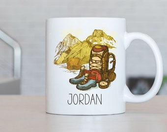 Hiking Mug, Personalized Hiking Coffee Cup, Hiking Present, Hiking Gift Ideas, Hiking Birthday Gifts, Hiker Mug, Hiker Tea Cup LB98