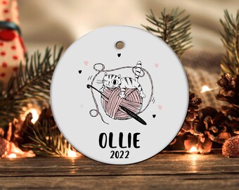 Personalized Knitting Ornament, Knitting Gift, Knitting Christmas Ornament, Christmas Tree Decor Knitting Present Knitting Decoration LOC139