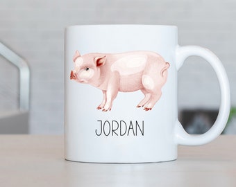 Pig Mug, Personalized Pig Coffee Cup, Pig Present, Pig Gift Ideas, Pig Birthday Gifts, Farm Mug, Farmer Gift LL197