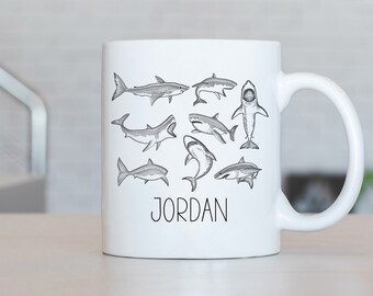 Shark Mug, Personalized Shark Coffee Cup, Shark Present, Shark Gift Ideas, Shark Birthday Gifts LL64