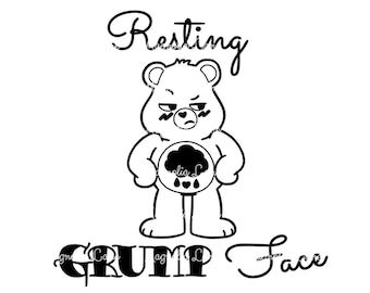 Grumpy Bear Resting Grump Face PNG/SVG/JPG Files Printable for Cricut Silhouette