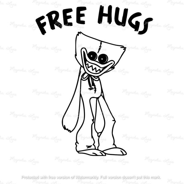 Huggy Wuggy Free Hugs SVG/PNG/JPG Files Download Cricut Silhouette