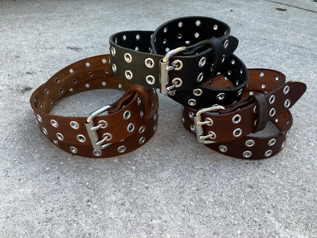 1.5” Double Hole Silver , Gold Eyelet/grommet Belt - Etsy