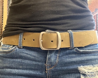 Heavy Duty 1.5” Solid Leather Custom Fitted Belt Men, Women, Kids Plain Belt