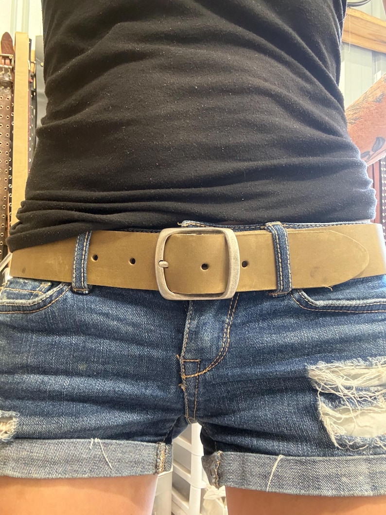 Heavy Duty 1.5” Solid Leather Custom Fitted Belt Men, Women, Kids Plain Belt image 1