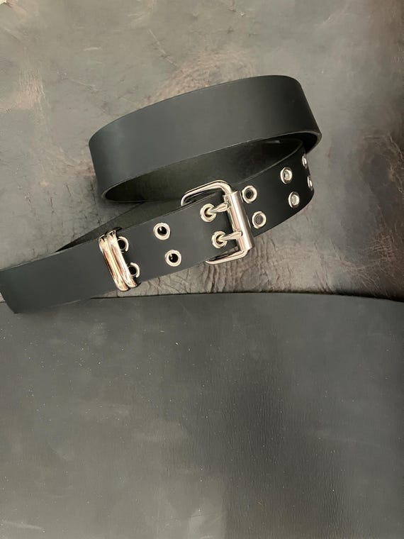 Full Grain Solid Buffalo Leather Double Hole Eyelet/Grommet Belt Silver il_1080xN.5407893427_n49g.jpg main image 3