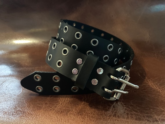 Custom Leather Double Hole Belt Etsy