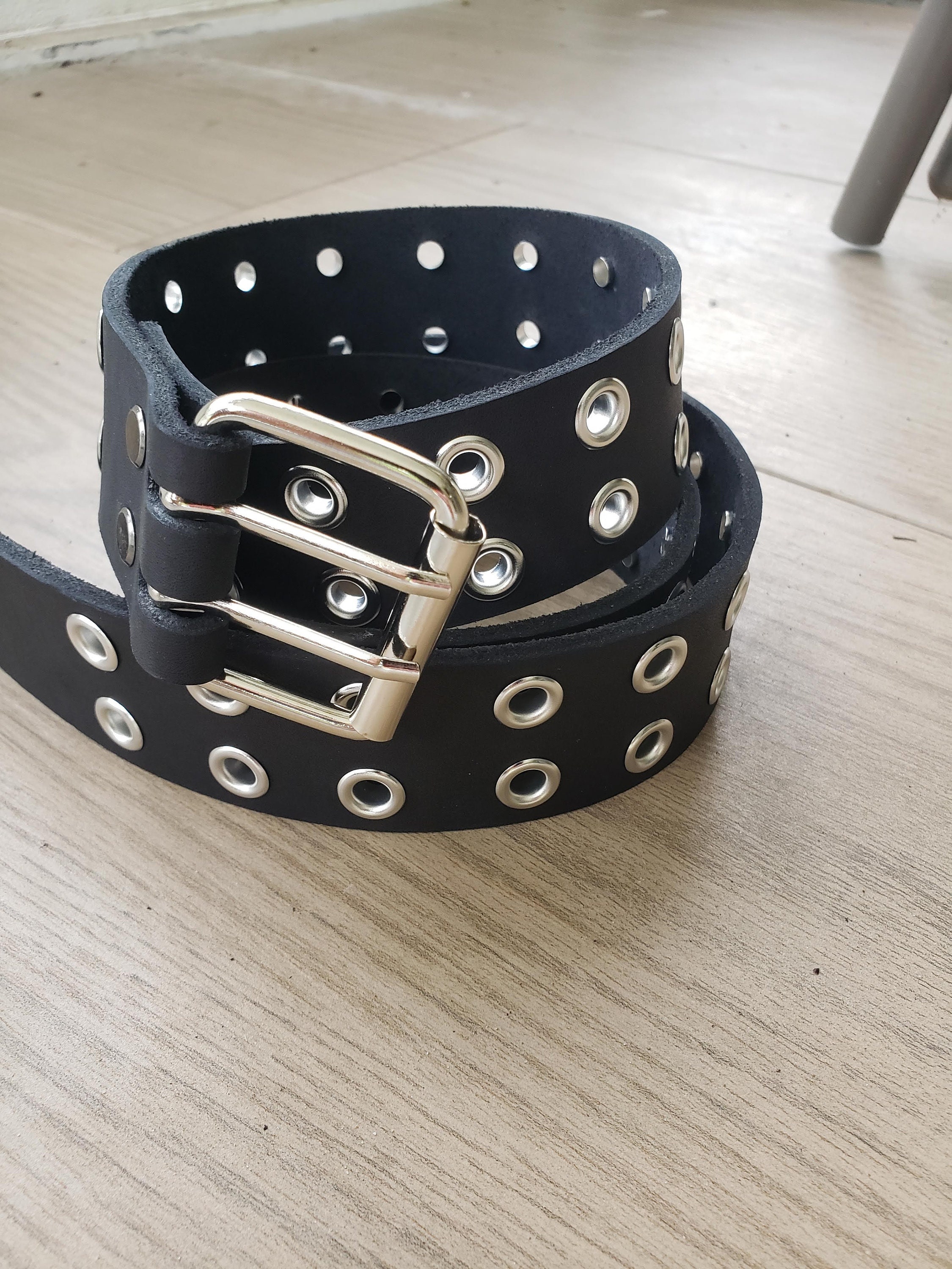 Custom Leather Double Hole Belt - Etsy