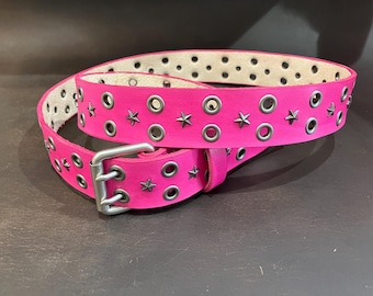 Pink Eyelet Grommet Silver Studded Jelly Belt Fashion Skater Sz 26 Runs Big READ Pink Eyelet Grommet Silver Studded Jelly Belt Fashion Skater  main image 4