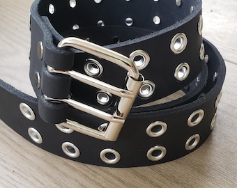 Cinturón de cuero personalizado con doble agujero