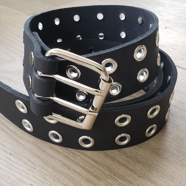 Ceinture en cuir personnalisée à double trou