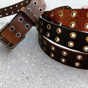 Distressed Tan BuffaloLeather Double Hole Grommet/Eyelet