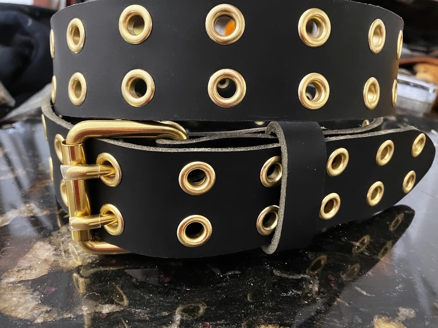 1.5” Double Hole Gold Eyelet/grommet Belt - Etsy display picture 3